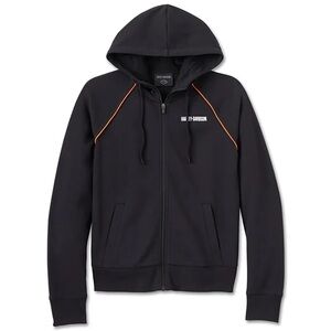 Harley-Davidson Black Hoodie with Orange Accents
